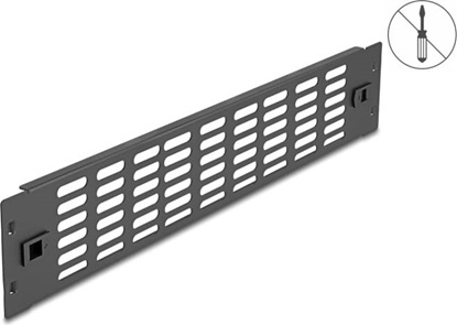 Picture of Delock 19″ Network Cabinet Panel with ventilation slots tool free 2U black
