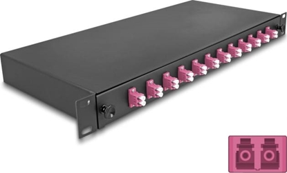 Picture of Delock 19″ Optical Fiber Splice Box 12 x LC Duplex OM4 1U complete assembled