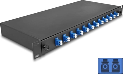 Picture of Delock 19″ Optical Fiber Splice Box 12 x LC Duplex OS2 1U complete assembled