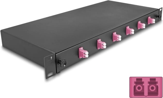 Picture of Delock 19″ Optical Fiber Splice Box 6 x LC Duplex OM4 1U complete assembled