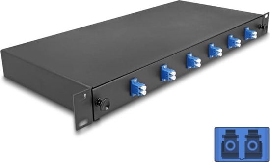 Picture of Delock 19″ Optical Fiber Splice Box 6 x LC Duplex OS2 1U complete assembled