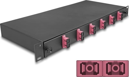 Picture of Delock 19″ Optical Fiber Splice Box 6 x SC Duplex OM4 1U complete assembled