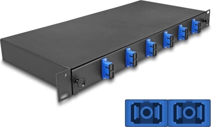Picture of Delock 19″ Optical Fiber Splice Box 6 x SC Duplex OS2 1U complete assembled