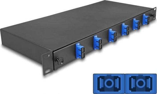 Picture of Delock 19″ Optical Fiber Splice Box 6 x SC Duplex OS2 1U complete assembled