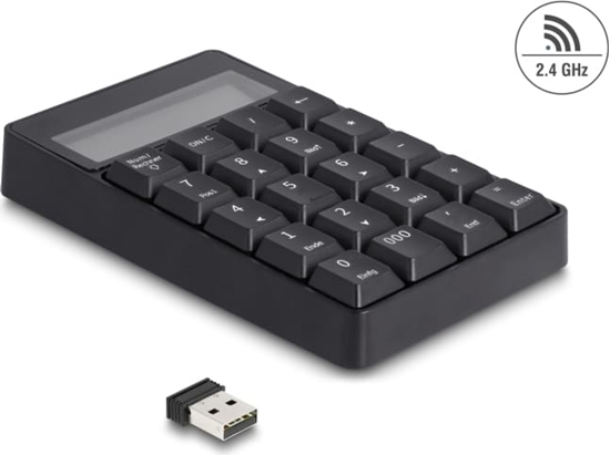 Picture of Delock 2 in 1 USB Type-A Number Pad with Calculator function 2.4 GHz wireless black