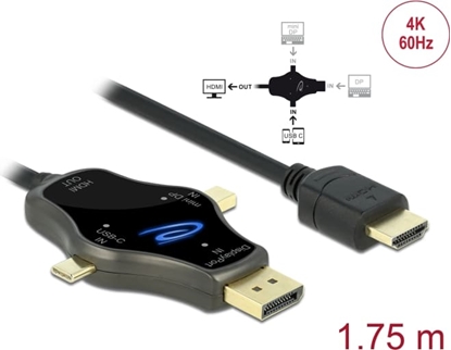 Picture of Delock 3 in 1 Monitor Cable with USB-C™ / DisplayPort / mini DisplayPort in to HDMI out with 4K 60 Hz