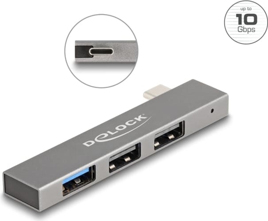Picture of Delock 3 Port Slim USB Hub with USB Type-C™ to 1 x USB 10 Gbps USB Type-A + 2 x USB 2.0 Type-A