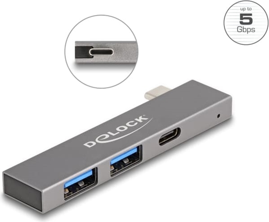 Picture of Delock 3 Port Slim USB Hub with USB Type-C™ to 1 x USB 5 Gbps USB Type-C™ + 2 x USB 5 Gbps Type-A