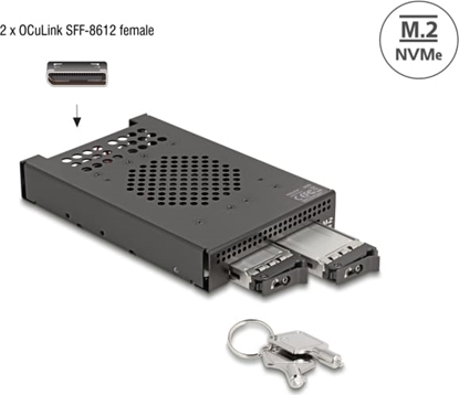 Picture of Delock 3.5″ Mobile Rack for 2 x M.2 NVMe SSD with OcuLink SFF-8612 connector