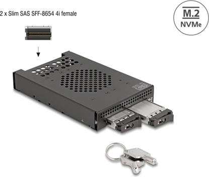 Picture of Delock 3.5″ Mobile Rack for 2 x M.2 NVMe SSD with Slim SAS SFF-8654 connector