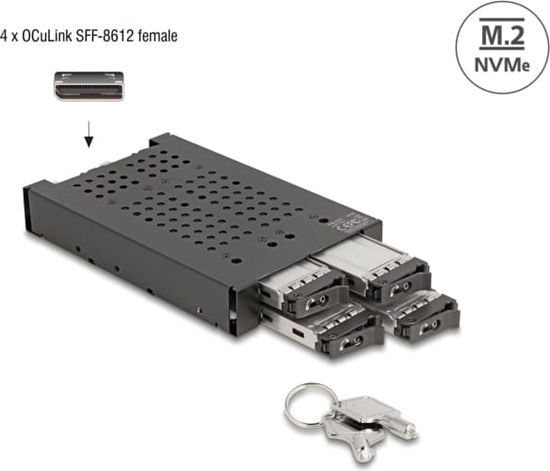Picture of Delock 3.5″ Mobile Rack for 4 x M.2 NVMe SSD with OcuLink SFF-8612 connector