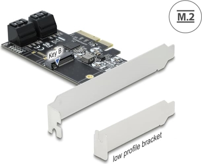 Изображение Delock 4 port SATA and 1 slot M.2 Key B PCI Express x4 Card - Low Profile Form Factor