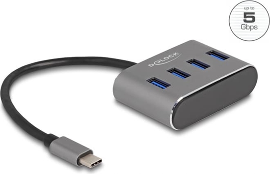 Picture of Delock 4 Port USB 5 Gbps Hub with USB Type-C™ connector – USB Type-A ports on top