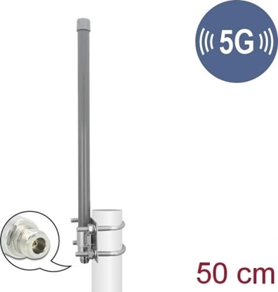 Picture of Delock 5G 3.3 - 3.8 GHz Antenna N jack 8 dBi 50 cm omnidirectional fixed outdoor grey