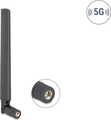 Picture of Delock 5G 3.4 - 5.0 GHz Antenna SMA plug 4.7 dBi omnidirectional with tilt joint black