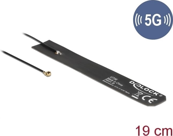 Picture of Delock 5G LTE Antenna I-PEX Inc., MHF® I compatible plug 0 - 4 dBi omnidirectional FPC