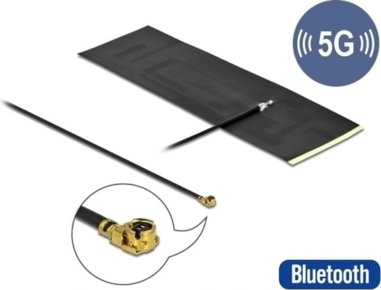 Picture of Delock 5G LTE Antenna I-PEX Inc., MHF® I plug -0.42 - 5.00 dBi omnidirectional FPC