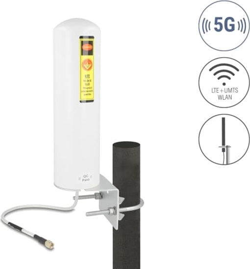 Picture of Delock 5G LTE Antenna SMA plug 3 - 5 dBi fixed omnidirectional wall and pole mounting outdoor white
