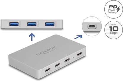 Picture of Delock 7 Port USB Hub with 4 x USB Type-C™ female and 3 x USB Type-A female with PD 82 W