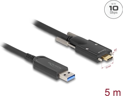 Attēls no Delock Active Optical Cable USB 10 Gbps Type-A male to USB Type-C™ male with screws on the sides 5 m