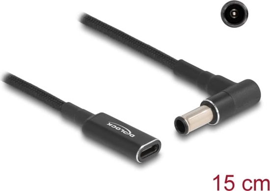 Picture of Delock Adapter cable for Laptop Charging Cable USB Type-C™ female to Sony 6.0 x 4.3 mm male 90° angled 15 cm