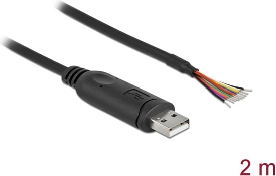 Picture of Delock Adapter cable USB 2.0 Type-A to Serial RS-232 with 9 open wires + Shielding 2 m