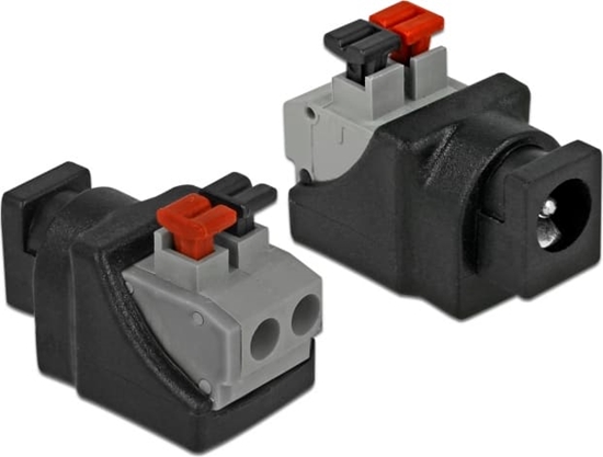 Picture of Delock Adapter DC 5.5 x 2.1 mm female > Terminal Block with push button 2 pin