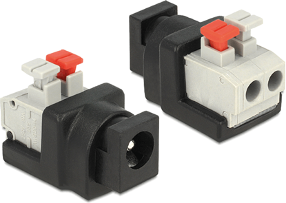Attēls no Delock Adapter DC 5.5 x 2.1 mm female > Terminal Block with push button 2 pin