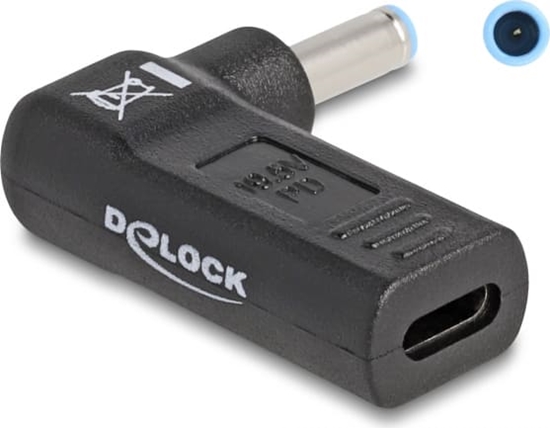 Picture of Delock Adapter for Laptop Charging Cable USB Type-C™ female to HP 4.5 x 3.0 mm male 90° angled