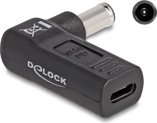 Picture of Delock Adapter for Laptop Charging Cable USB Type-C™ female to Sony 6.0 x 4.3 mm male 90° angled