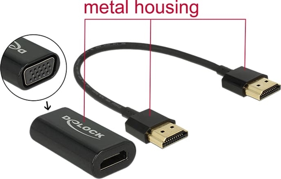 Picture of Delock Adapter HDMI-A male > VGA female Metal Housing with 15 cm cable