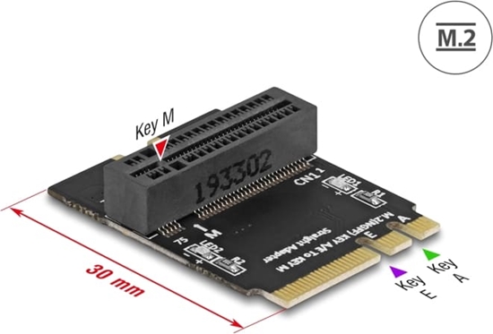 Picture of Delock Adapter M.2 key A+E male to key M slot angled with holder