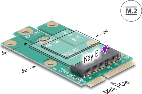 Picture of Delock Adapter Mini PCIe male to M.2 Key E slot