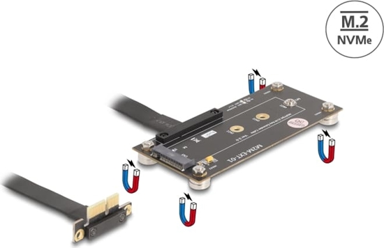 Picture of Delock Adapter PCIe 3.0 x1 male 90° angled to M.2 Key M female with cable 10 cm