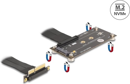 Picture of Delock Adapter PCIe 3.0 x4 male 90° angled to M.2 Key M female with cable 10 cm