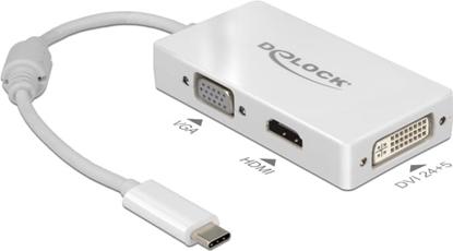 Picture of Delock Adapter USB Type-C™ male > VGA / HDMI / DVI female white