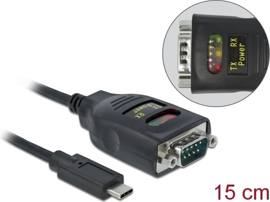 Picture of Delock Adapter USB Type-C™ to 1 x Serial RS-232 DB9 with 15 kV ESD protection