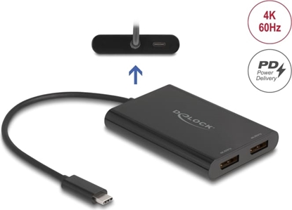 Picture of Delock Adapter USB Type-C™ to 2 x DisplayPort 4K 60 Hz with DisplayLink® graphics and USB PD