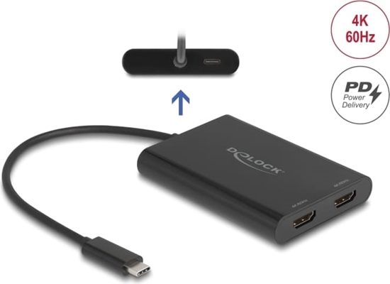 Picture of Delock Adapter USB Type-C™ to 2 x HDMI 4K 60 Hz with DisplayLink® graphics and USB PD