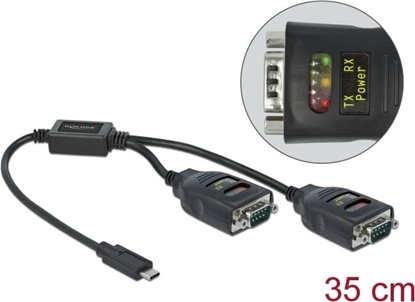 Picture of Delock Adapter USB Type-C™ to 2 x Serial RS-232 DB9 with 15 kV ESD protection