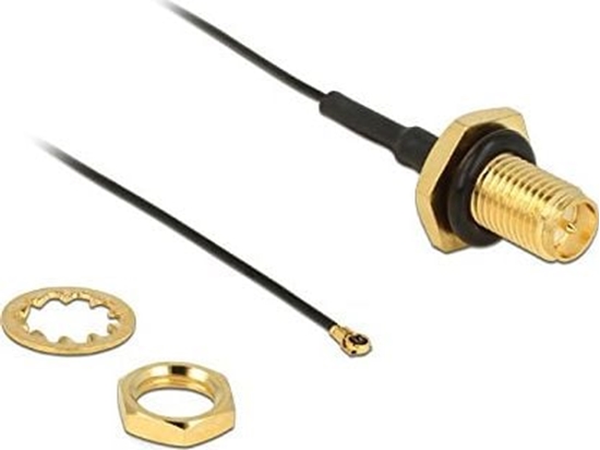 Picture of Delock Antenna Cable RP-SMA jack bulkhead to I-PEX Inc., MHF® 4 plug 0.81 20 cm thread length 9 mm splash proof