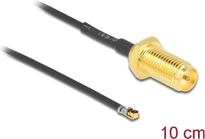 Picture of Delock Antenna Cable RP-SMA jack bulkhead to I-PEX Inc., MHF® 4L LK plug 1.37 10 cm thread length 10 mm