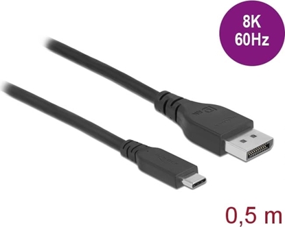 Picture of Delock Bidirectional USB Type-C™ to DisplayPort Cable (DP Alt Mode) 8K 60 Hz 0.5 m DP 8K certified
