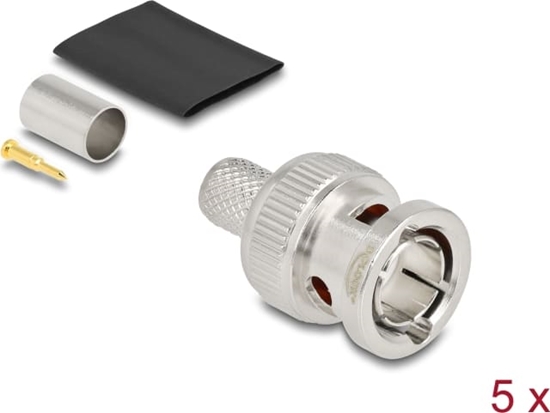 Picture of Delock BNC plug for crimping RG6 with matching shrink tube