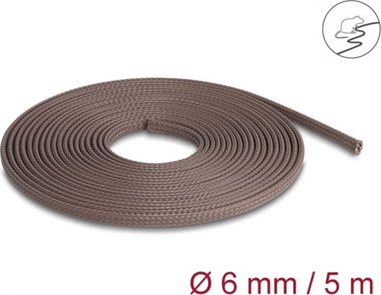 Picture of Delock Braided Sleeve rodent resistant stretchable 5 m x 6 mm brown