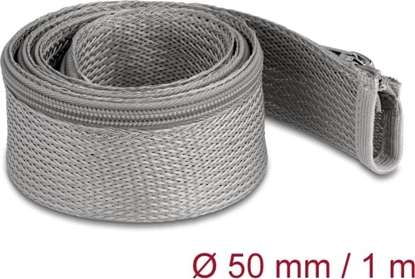 Изображение Delock Braided Sleeve with zip fastener heat-resistant 1 m x 50 mm grey