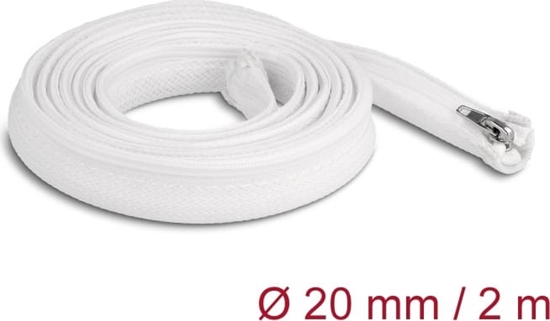 Изображение Delock Braided Sleeve with zip fastener heat-resistant 2 m x 20 mm white