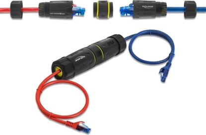 Picture of Delock Cable Connector RJ45 jack to RJ45 jack Cat.7 with M23 thread IP68 dust and waterproof