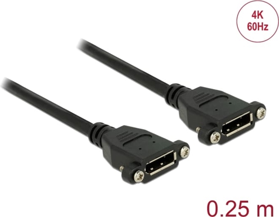 Изображение Delock Cable DisplayPort 1.2 female > DisplayPort female panel-mount 4K 60 Hz 0.25 m