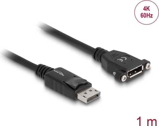 Изображение Delock Cable DisplayPort 1.2 male > DisplayPort female panel-mount 4K 60 Hz 1 m